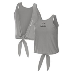 WEAR by Erin Andrews Gris Las Vegas Raiders Débardeur dos ouvert à nouer torsadé