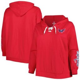 Chandail à capuchon rouge à lacets Washington Capitals grande taille pour femme