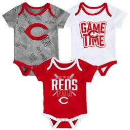 Nouveau-né et nourrisson Cincinnati Reds rouge/blanc/gris chiné ensemble de body trois pièces Game Time