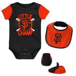 Lot de trois bavoirs et chaussons pour nouveau-né et bébé San Francisco Giants Little Champ noir/orange