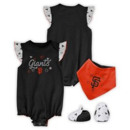 Ensemble bavoir et chaussons pour nouveau-nés et nourrissons noirs des Giants de San Francisco 3 pièces