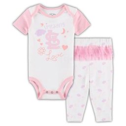Ensemble body et tutu avec leggings pour nouveau-nés et bébés Cardinals de Saint-Louis blancs/roses