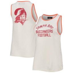 Débardeur femme Junk Food Blanc/Orange Tampa Bay Buccaneers Pop Reliure à encolure dégagée