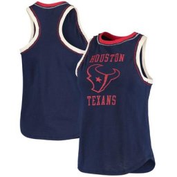 Débardeur Junk Food pour femme bleu marine Houston Texans Touchdown