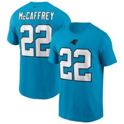 T-shirt avec nom et numéro des Panthers de la Caroline Nike Christian McCaffrey pour homme, bleu