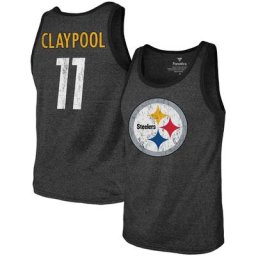 Majestic Threads Chase Claypool Noir chiné Pittsburgh Steelers Débardeur à trois mélanges avec nom et numéro