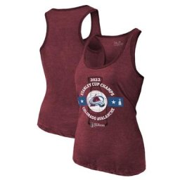 Débardeur à dos nageur pour femme Majestic Threads Bourgogne Avalanche du Colorado Champions de la Coupe Stanley 2022