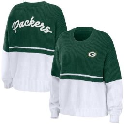 Pull pour femme WEAR by Erin Andrews Vert/Blanc Green Bay Packers