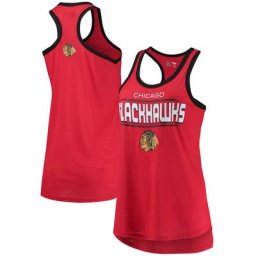 Débardeur à dos nageur flammé pour femme G-III Sports by Carl Banks Chicago Blackhawks Showdown rouge