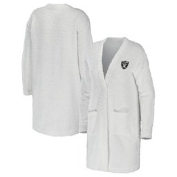 Femme WEAR by Erin Andrews Pull cardigan douillet des Las Vegas Raiders crème