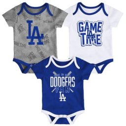 Ensemble trois pièces Game Time des Dodgers de Los Angeles pour nouveau-né et bébé Royal/Blanc/Gris chiné