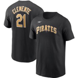 T-shirt avec nom et numéro Nike Roberto Clemente Pittsburgh Pirates Cooperstown Collection pour homme Noir