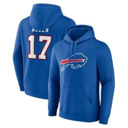 Sweat à capuche avec nom et numéro de l'icône du joueur des Royal Buffalo Bills Josh Allen de marque Fanatics pour homme