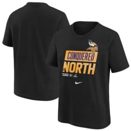 T-shirt Nike Minnesota Vikings 2022 NFC North Division Champions Locker Room Trophy Collection pour enfant Noir