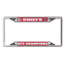 Cadre de plaque d'immatriculation en métal découpé au laser WinCraft Kansas City Chiefs 2022 AFC Champions