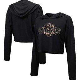 Majestic Threads Sweat à capuche court léopard noir San Francisco Giants pour femme
