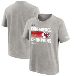 T-shirt Nike Kansas City Chiefs 2022 AFC Champions Locker Room Trophy Collection pour enfant gris