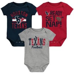 Ensemble de trois bodys Nap bleu marine/rouge/gris chiné pour nouveau-nés et bébés Houston Texans Ready Set Nap