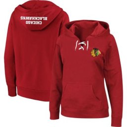 Chandail à capuchon rouge à lacets Chicago Blackhawks grande taille pour femme