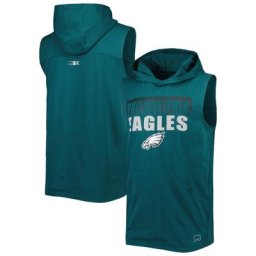 Sweat à capuche sans manches MSX by Michael Strahan Midnight Green Philadelphia Eagles Relay pour homme
