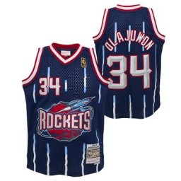 Houston Rockets Hardwood Classics Chandail de route Hakeem Olajuwon par Mitchell & Ness - Jeune