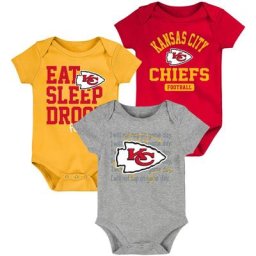 Nouveau-né et bébé rouge/jaune Kansas City Chiefs Eat Sleep Drool Football ensemble de trois pièces Body