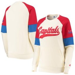 Sweat-shirt raglan pour femme G-III Sports by Carl Banks blanc/rouge des Capitals de Washington Vintage Playmaker