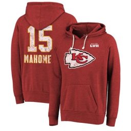Majestic Threads pour hommes Patrick Mahomes Red Kansas City Chiefs Super Bowl LVII Nom et numéro Sweat à capuche épais