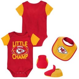 Ensemble bavoir et chaussons trois pièces pour nouveau-né et bébé Kansas City Chiefs Little Champ Rouge/Or