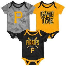 Nouveau-né et nourrisson Pittsburgh Pirates noir/or/gris chiné Game Time ensemble trois pièces body