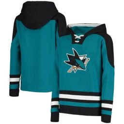 Chandail à capuchon bleu sarcelle à enfiler pour jeune Sharks de San Jose Ageless Must-Have à lacets