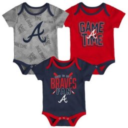 Ensemble de body trois pièces Game Time pour nouveau-né et nourrisson Atlanta Braves bleu marine/rouge/gris chiné
