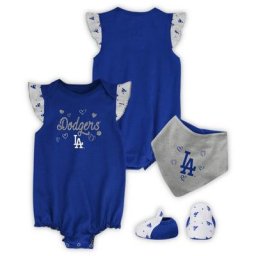 Ensemble bavoir et chaussons pour nouveau-né et bébé Royal Los Angeles Dodgers 3 pièces