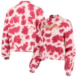 Malbouffe Scarlet San Francisco 49ers Pull court teint par nœuds pour femmes