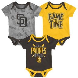 Ensemble trois pièces pour nouveau-né et nourrisson San Diego Padres marron/doré/gris chiné Game Time