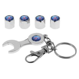 Bouchons de valve PSG pour voiture - 4 pièces + Clé