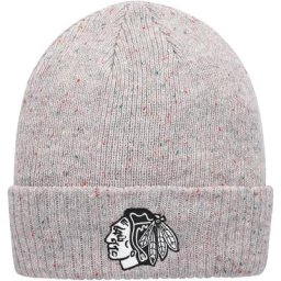 Bonnet en tricot à revers avec logo des Chicago Blackhawks adidas pour femme, gris