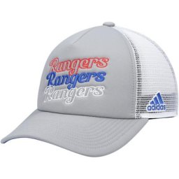Casquette de camionneur en mousse adidas New York Rangers pour femmes, gris/blanc