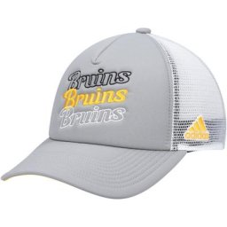 Casquette de camionneur en mousse adidas Boston Bruins pour femmes, gris/blanc