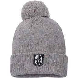 Bonnet adidas Vegas Golden Knights Speckle à revers pour femme avec pompon gris