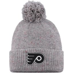 Bonnet en tricot moucheté à revers adidas Flyers de Philadelphie pour femme avec pompon gris