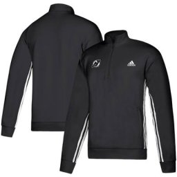 Sweat-shirt adidas New Jersey Devils Must-Have Three-Stripe Track Quarter-Zip pour homme - Noir