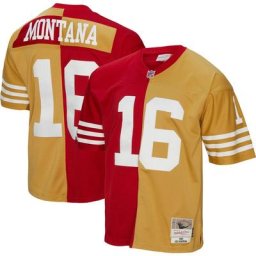 Maillot Homme Mitchell & Ness Joe Montana Scarlet/Or San Francisco 49ers 1990 Split Legacy Réplique Maillot