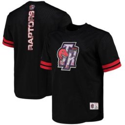 T-shirt à col rond en maille noire Mitchell & Ness des Toronto Raptors - Hommes