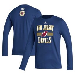 T-shirt à manches longues adidas New Jersey Devils Reverse Retro 2.0 Fresh Playmaker pour homme, bleu marine