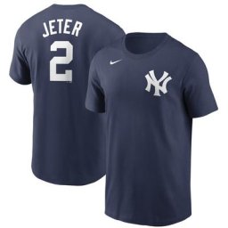 T-shirt avec nom et numéro des New York Yankees Nike Derek Jeter pour homme, bleu marine