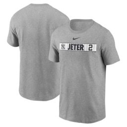 T-shirt de vestiaire des New York Yankees Nike Derek Jeter pour homme gris chiné