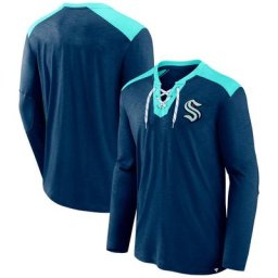 T-shirt à lacets à manches longues Seattle Kraken Special Edition 2.0 bleu marine de marque Fanatics pour homme