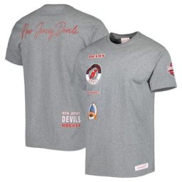 T-shirt de la collection New Jersey Devils City Mitchell & Ness pour homme gris chiné