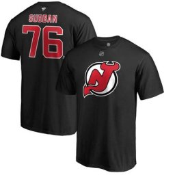 Fanatics pour homme de marque P.K. Subban - T-shirt noir avec nom et numéro Stack des Devils du New Jersey authentiques